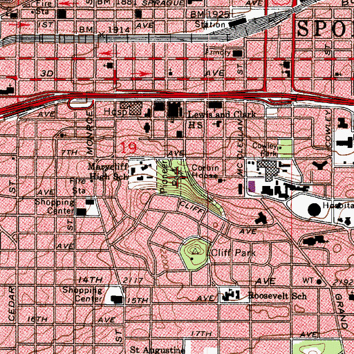 Topographic Map of Corbin House, WA