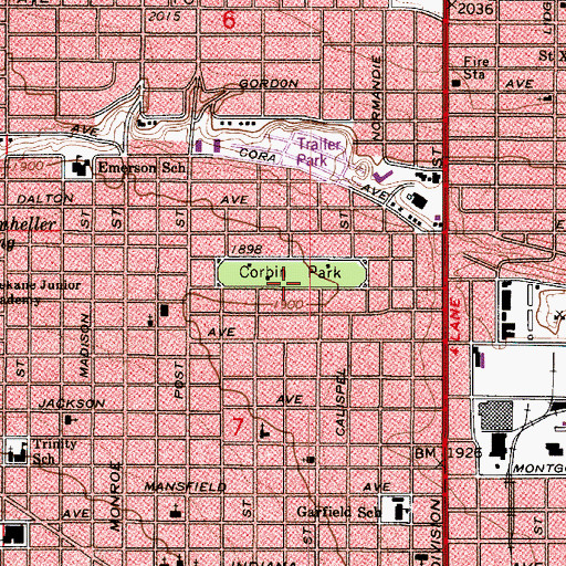 Topographic Map of Corbin Park, WA