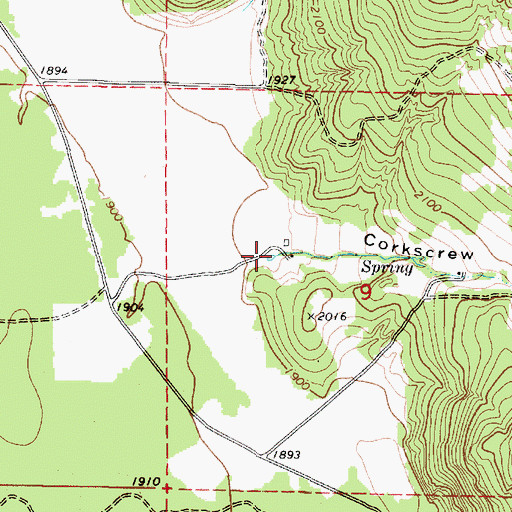 Topographic Map of Corkscrew Canyon, WA
