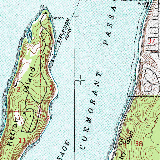 Topographic Map of Cormorant Passage, WA