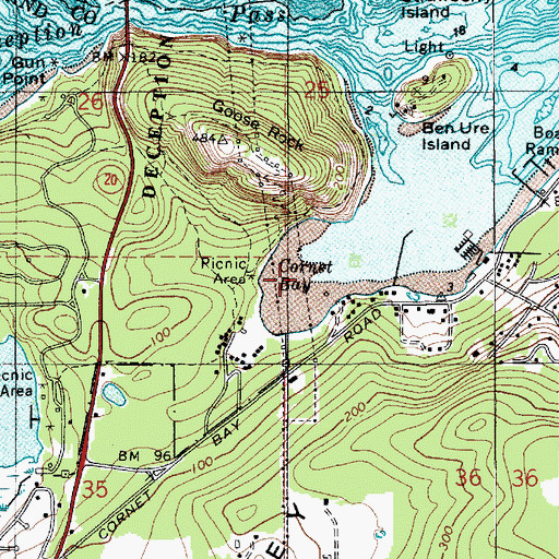 Topographic Map of Cornet Bay, WA