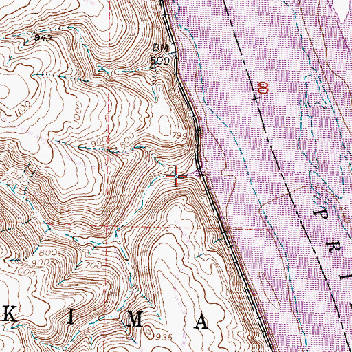 Topographic Map of Corral Canyon, WA