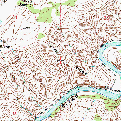 Topographic Map of Corral Ridge, WA