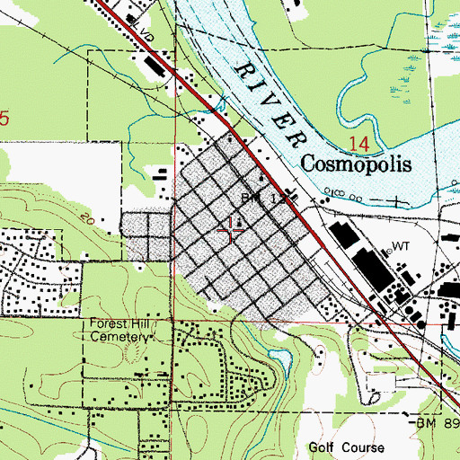 Topographic Map of Cosmopolis, WA