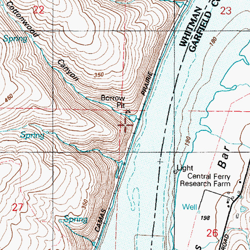 Topographic Map of Cottonwood Canyon, WA