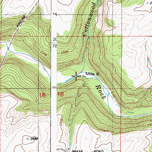 Topographic Map of Cottonwood Creek, WA