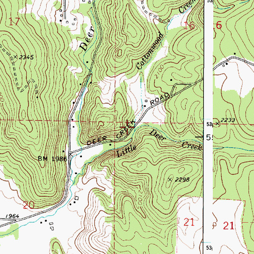 Topographic Map of Cottonwood Creek, WA