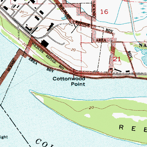 Topographic Map of Cottonwood Point, WA