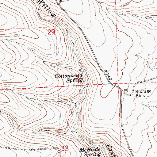 Topographic Map of Cottonwood Spring, WA