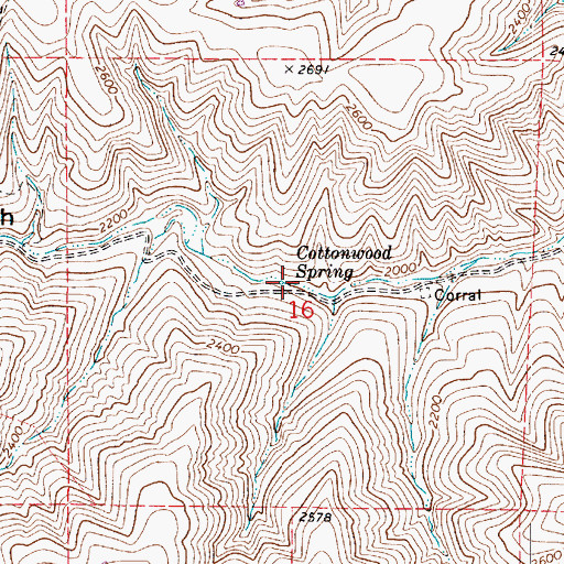 Topographic Map of Cottonwood Spring, WA