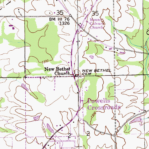 Topographic Map of New Bethel Church, AL