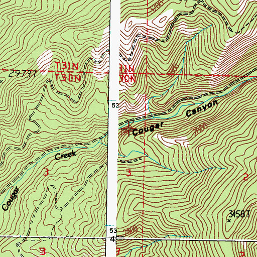 Topographic Map of Cougar Canyon, WA