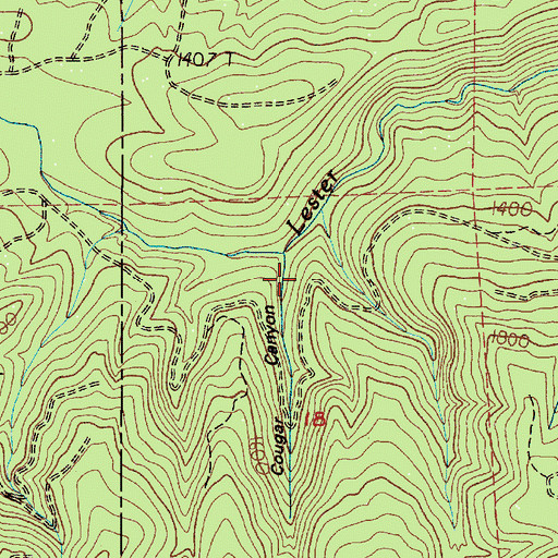 Topographic Map of Cougar Canyon, WA