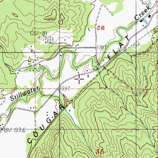 Topographic Map of Cougar Flat, WA