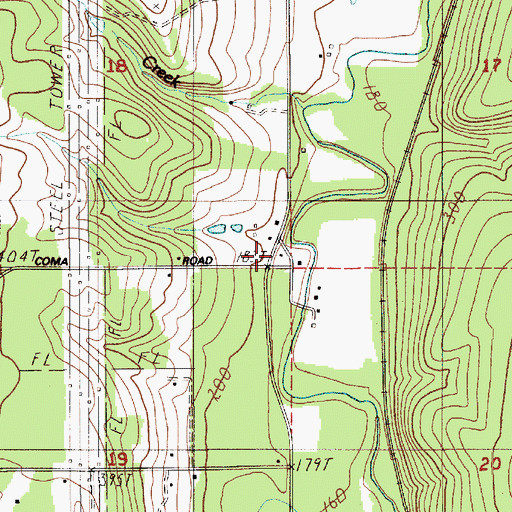 Topographic Map of Cougar Flat Grange, WA