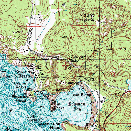 Topographic Map of Cougar Gap, WA