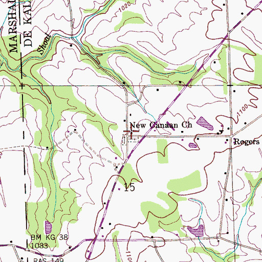 Topographic Map of New Canaan Church, AL