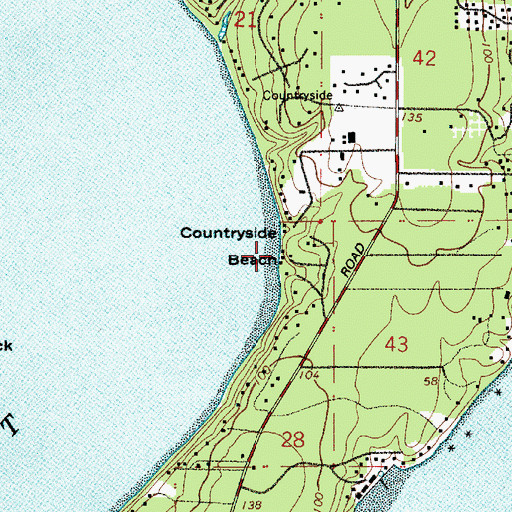 Topographic Map of Countryside Beach, WA