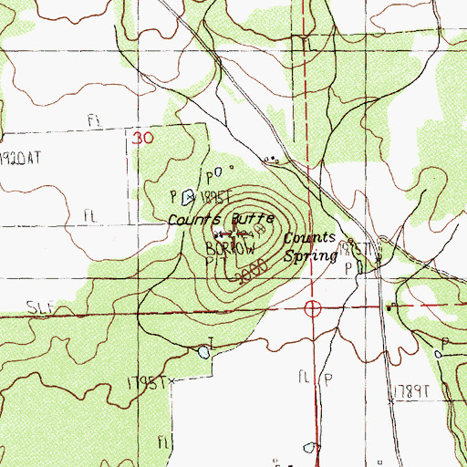 Topographic Map of Counts Butte, WA