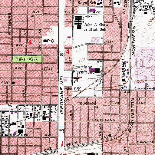 Topographic Map of Courtland Playground, WA