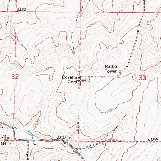 Topographic Map of Covello Cemetery, WA