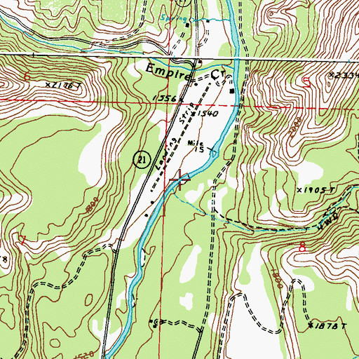 Topographic Map of Cow Creek, WA