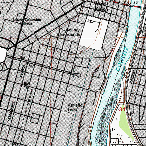 Topographic Map of PeaceHealth Saint John Medical Center Broadway Campus, WA