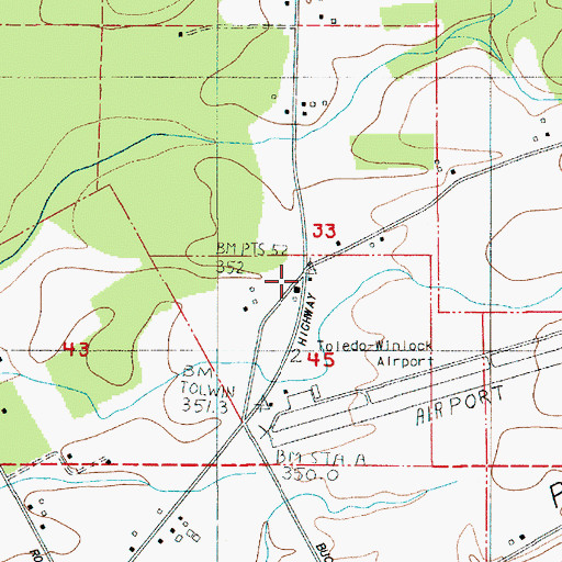 Topographic Map of Cowlitz Prairie Grange, WA