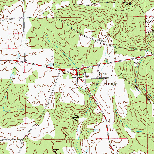 Topographic Map of New Home, AL