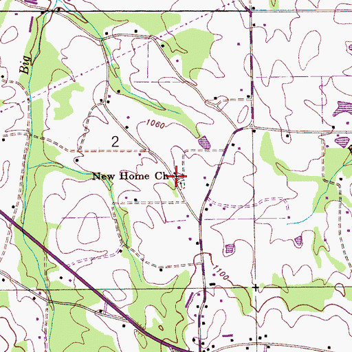 Topographic Map of New Home Church, AL
