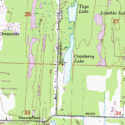 Topographic Map of Cranberry Lake, WA