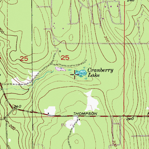 Topographic Map of Cranberry Lake, WA