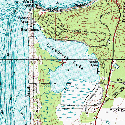 Topographic Map of Cranberry Lake, WA