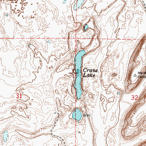 Topographic Map of Crane Lake, WA