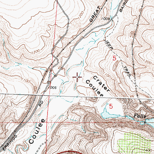 Topographic Map of Crater Coulee, WA