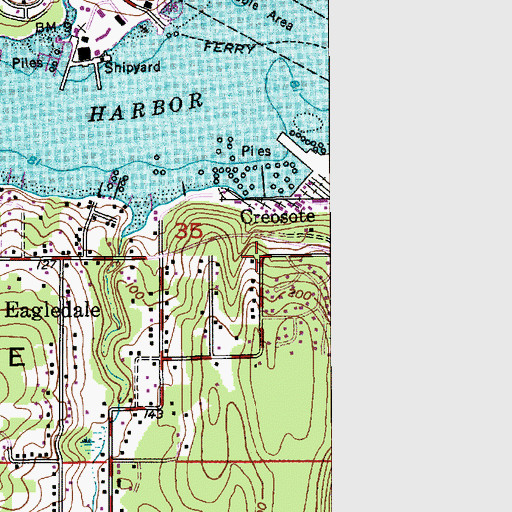 Topographic Map of Creosote, WA