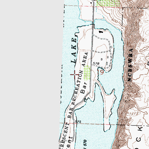 Topographic Map of Crescent Bar Recreational Area, WA
