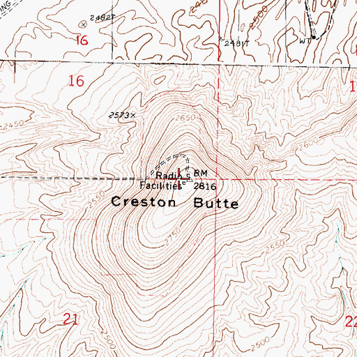 Topographic Map of Creston Butte, WA