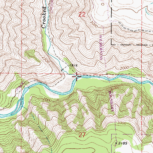Topographic Map of Crooked Creek, WA
