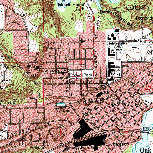 Topographic Map of Crown Park, WA