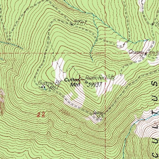 Topographic Map of Cultus Mountain, WA