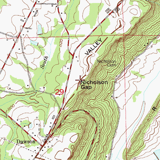 Topographic Map of Nicholson Gap, AL