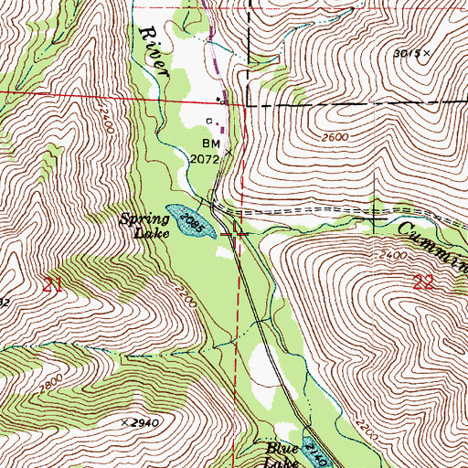Topographic Map of Cummings Creek, WA