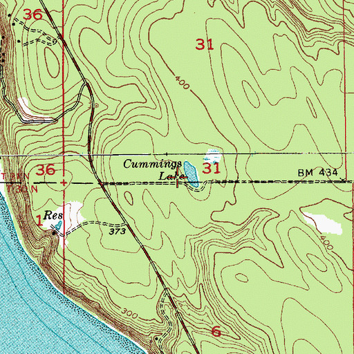 Topographic Map of Cummings Lake, WA