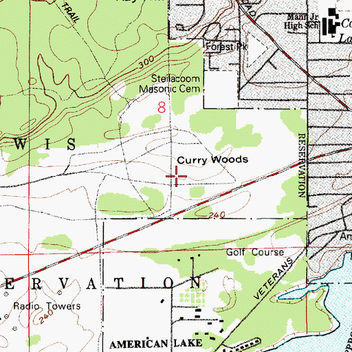 Topographic Map of Curry Woods, WA