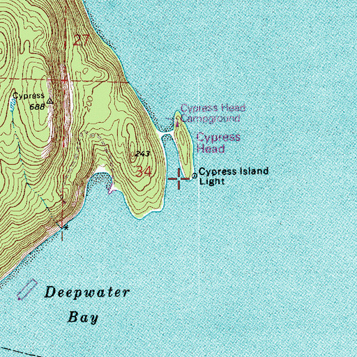Topographic Map of Cypress Island Light, WA