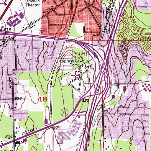 Topographic Map of Cypress Lawn Cemetery, WA