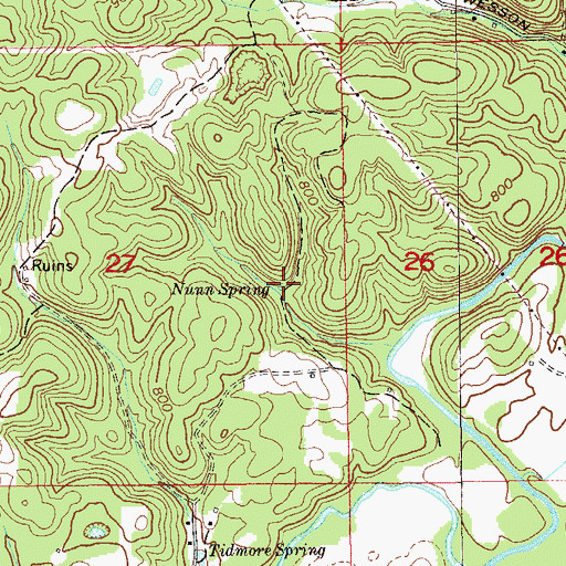 Topographic Map of Nunn Spring, AL