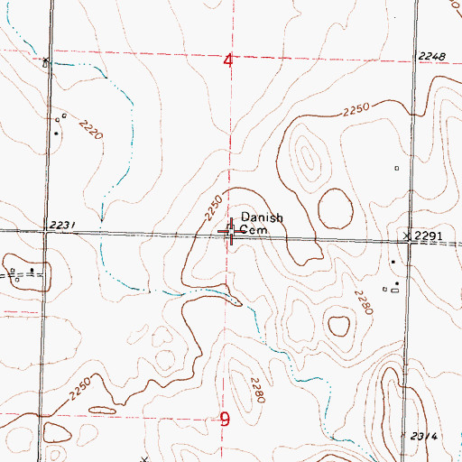 Topographic Map of Danish Cemetery, WA