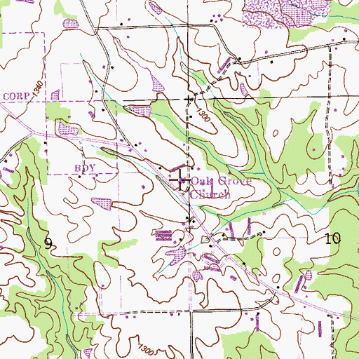 Topographic Map of Oak Grove Church, AL